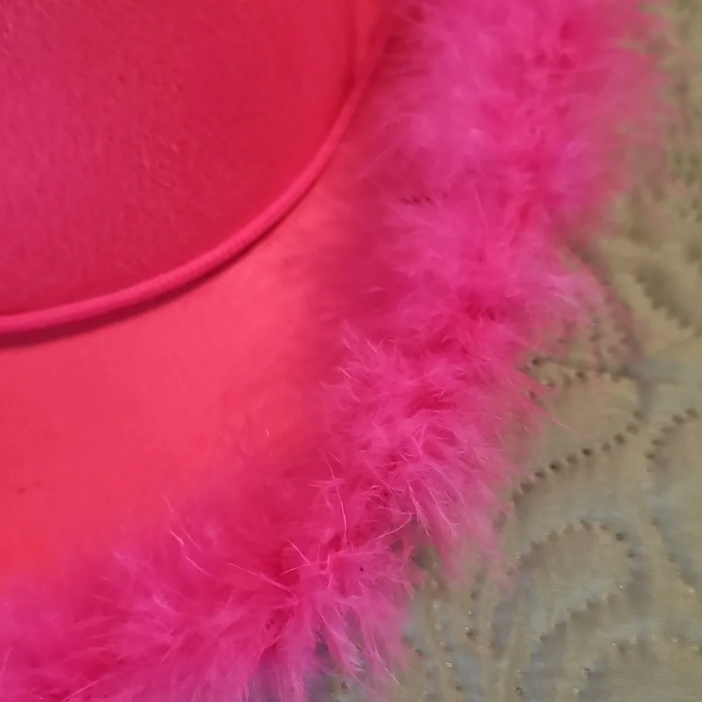 Vibrant Pink Women's  Feathered Cowboy Hat